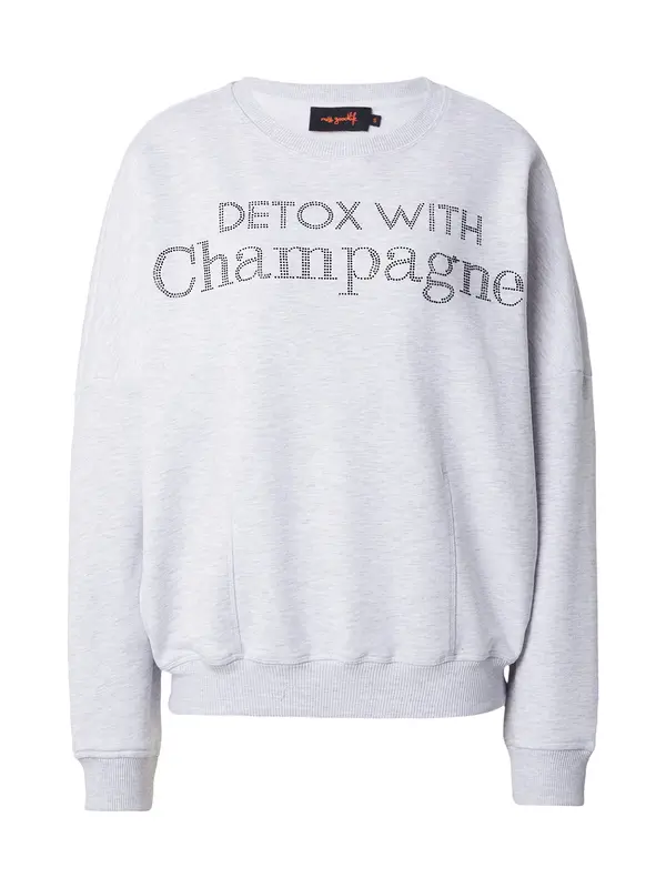miss goodlife miss goodlife Sweater majica 'Detox With Champange'  svijetlosiva / crna
