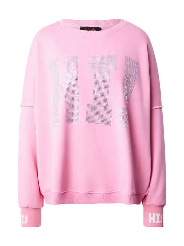 miss goodlife miss goodlife Sweater majica 'Hi!'  svijetloroza / srebro / bijela