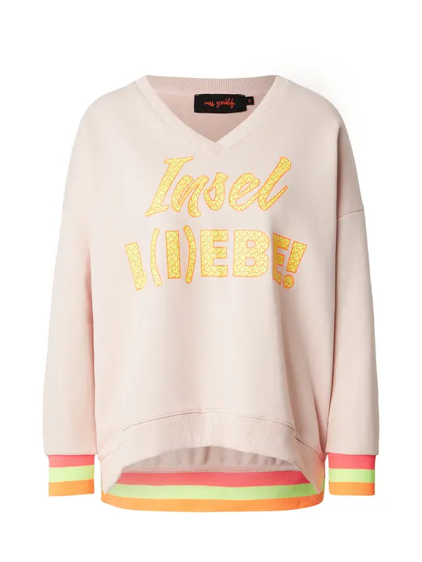 miss goodlife miss goodlife Sweater majica 'Insel L(I)EBE'  žuta / narančasta / pastelno roza / crvena