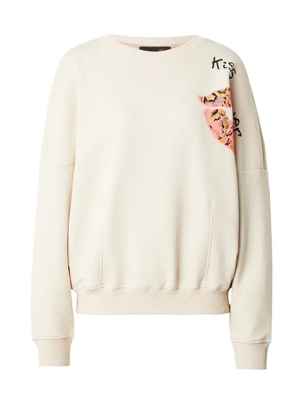 miss goodlife miss goodlife Sweater majica 'Kiss Power'  pijesak / narančasta / svijetloroza / crna