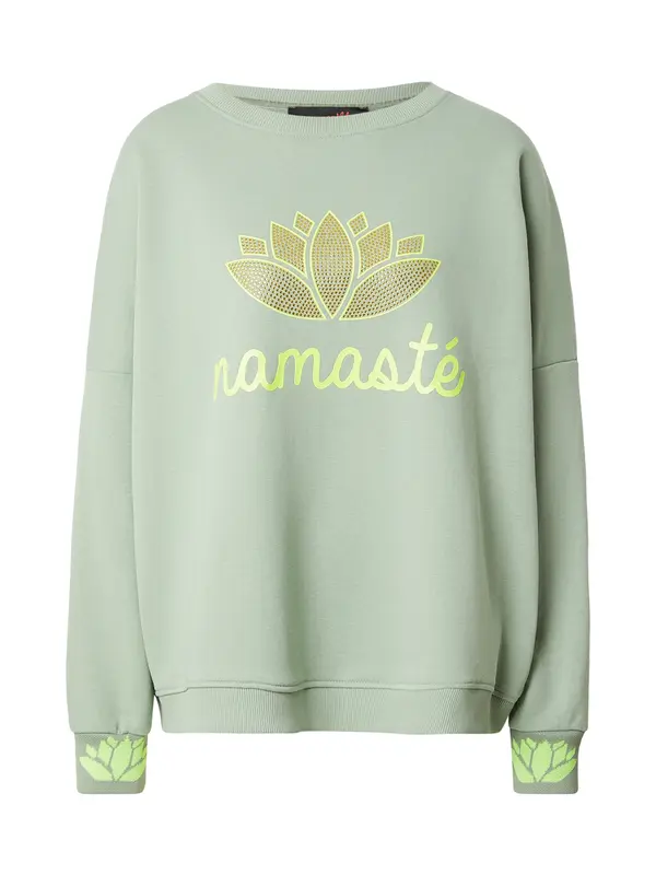 miss goodlife miss goodlife Sweater majica 'Namaste'  zlatna / zelena / neonsko zelena