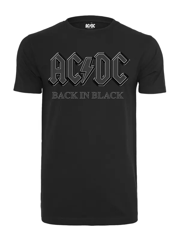 Mister Tee Mister Tee Majica 'ACDC Back In Black'  srebrno siva / crna / bijela