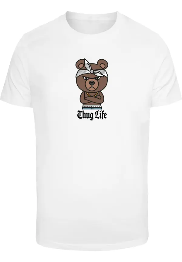 Mister Tee Mister Tee Majica 'Bandana Bear Sketch'  čokolada / svijetlosiva / crna / bijela