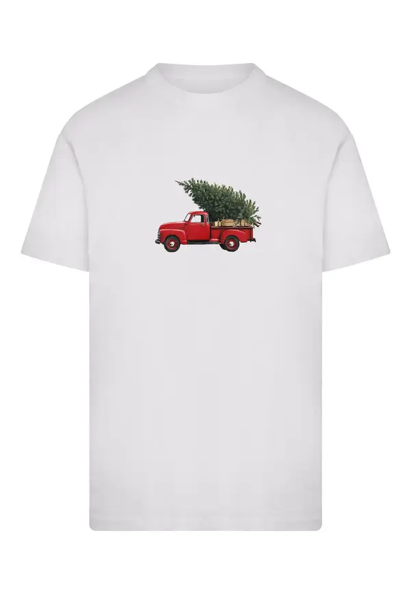 Mister Tee Mister Tee Majica 'Christmas Tree Pickup'  kraljevski zelena / crvena / crna / bijela