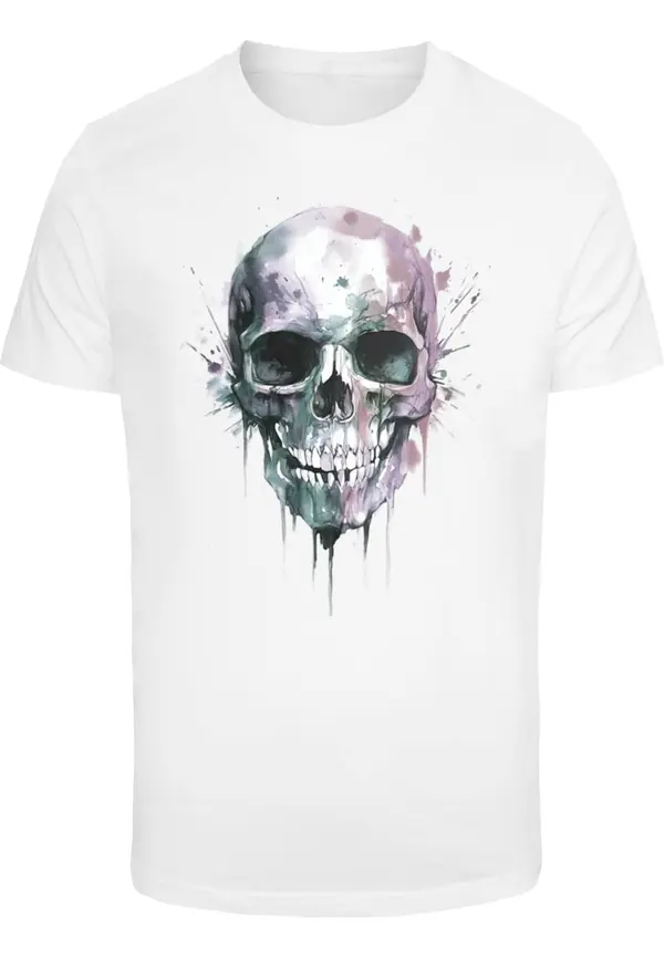 Mister Tee Mister Tee Majica 'Colorful Skull'  kraljevski zelena / sivkasto ljubičasta (mauve) / crna / bijela