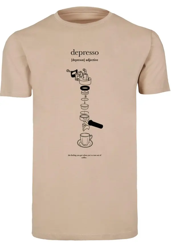 Mister Tee Mister Tee Majica 'Depresso'  pijesak / crna