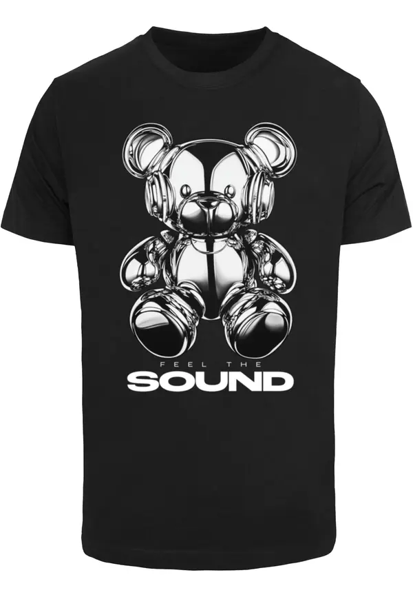 Mister Tee Mister Tee Majica 'Feel The Sound Chrome Bear'  siva / crna / bijela
