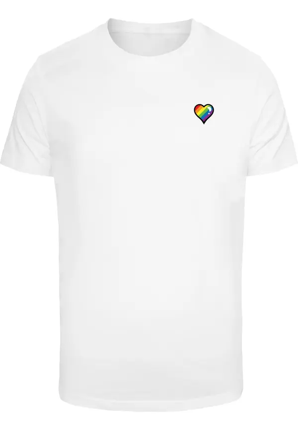 Mister Tee Mister Tee Majica 'Glossy Heart Pride'  žuta / ljubičasta / vatreno crvena / bijela
