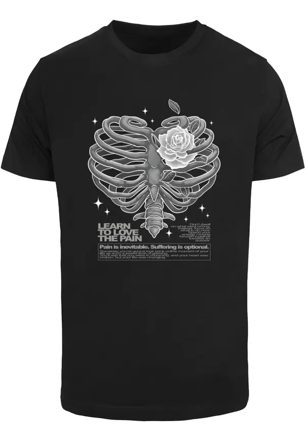 Mister Tee Mister Tee Majica 'Heart Cage'  siva / crna / bijela