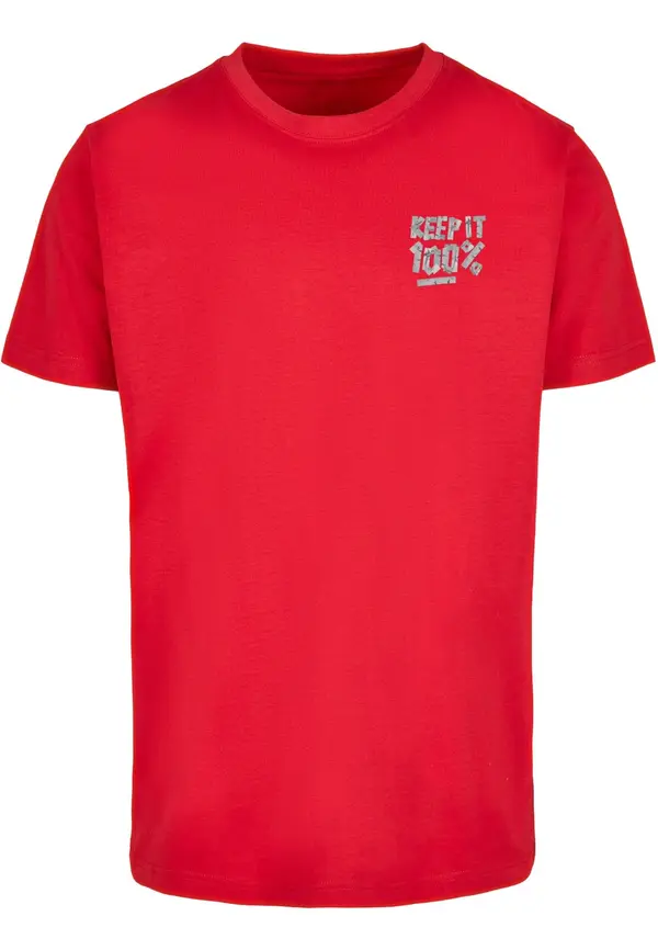 Mister Tee Mister Tee Majica 'Keep It 100%'  siva / svijetlo crvena