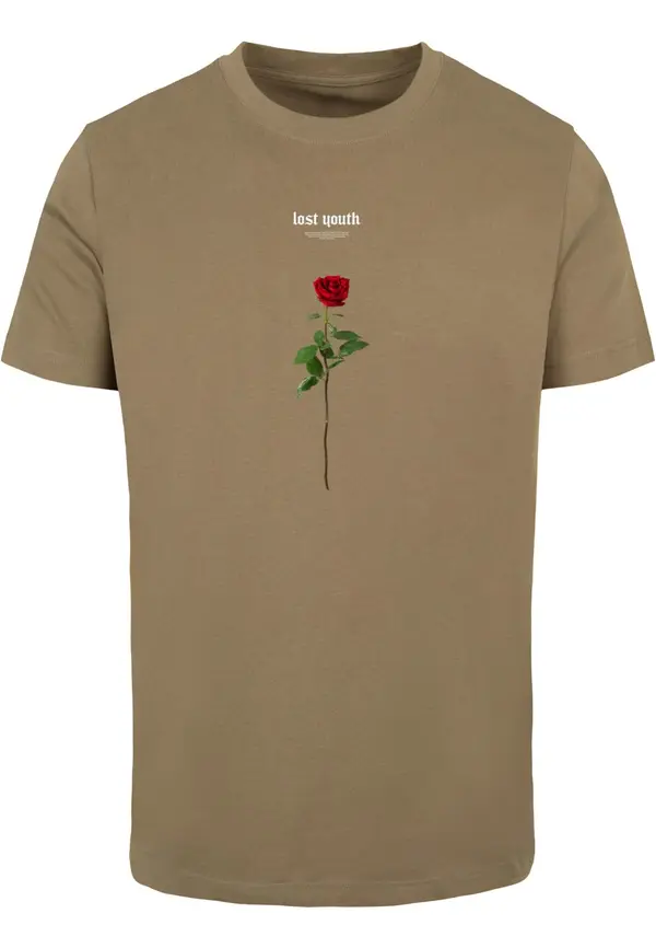Mister Tee Mister Tee Majica 'Lost Youth Rose'  tamno bež / zelena / crvena / bijela