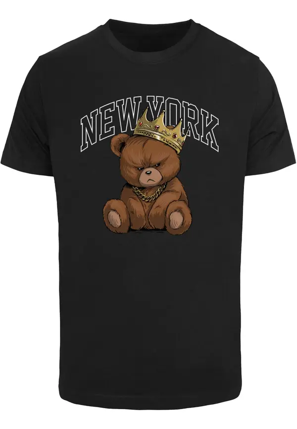 Mister Tee Mister Tee Majica 'NY Crowned Bear'  smeđa / crna / bijela