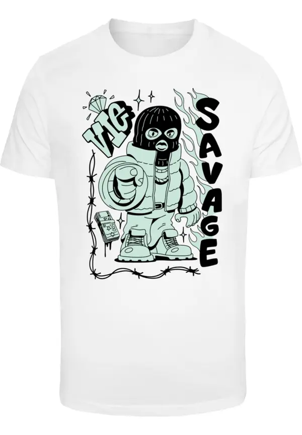 Mister Tee Mister Tee Majica 'Savage Balaclava'  menta / crna / bijela
