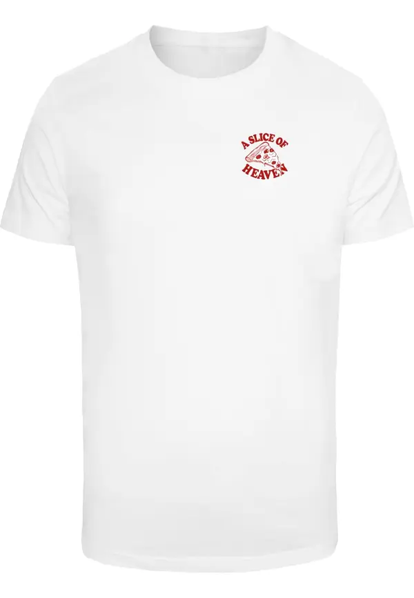 Mister Tee Mister Tee Majica 'Slice Of Heaven Pizza'  tamno crvena / bijela