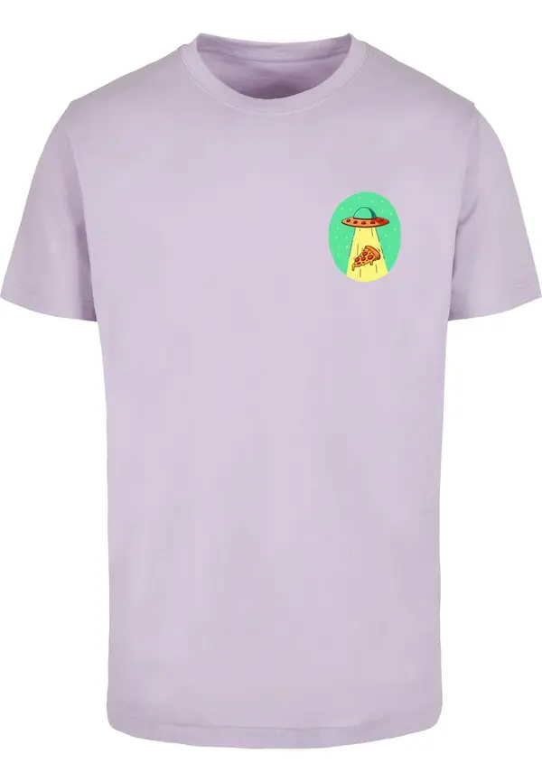 Mister Tee Mister Tee Majica 'Ufo Pizza'  smeđa / žuta / zelena / ljubičasta