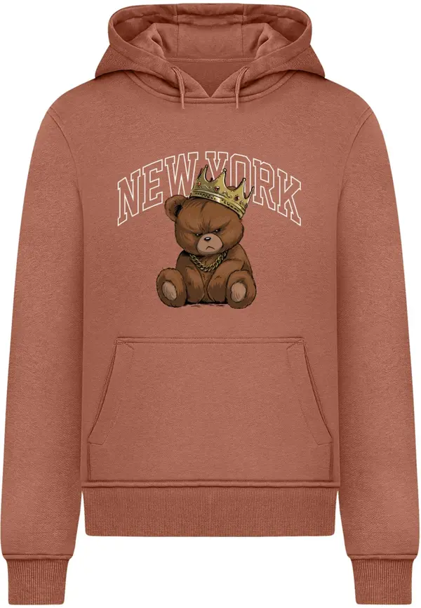 Mister Tee Mister Tee Sweater majica 'NY Crowned Bear'  smeđa / karamela / kestenjasto smeđa / bijela