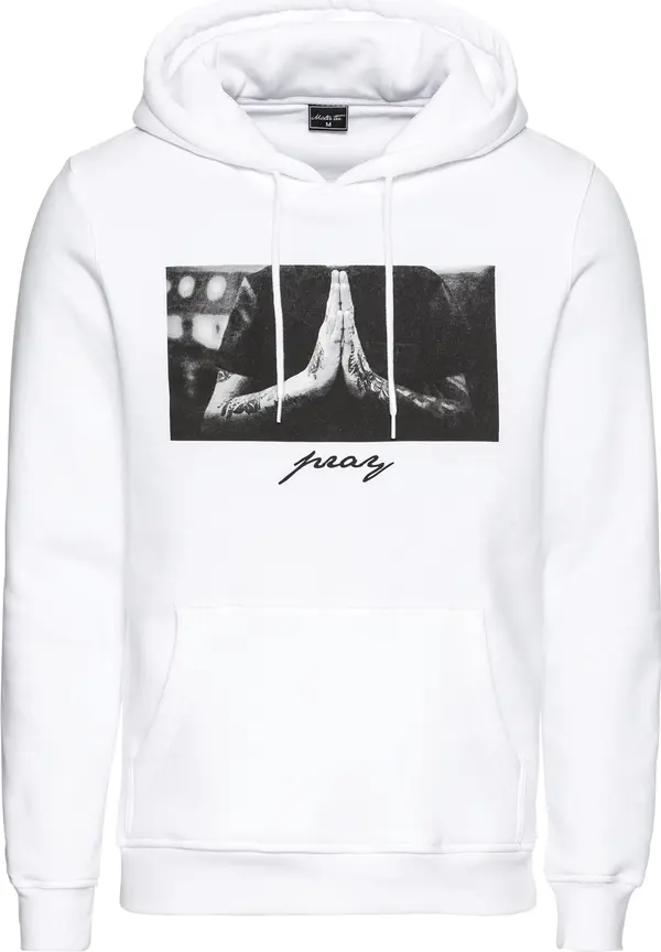 Mister Tee Mister Tee Sweater majica 'Pray'  siva / crna / bijela