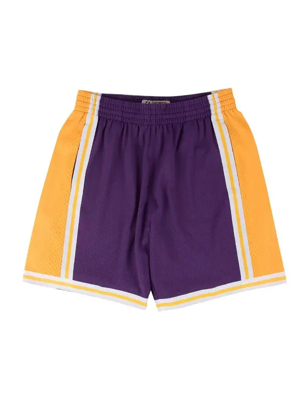 Mitchell & Ness Mitchell & Ness Sportske hlače 'Los Angeles Lakers'  žuta / tamno ljubičasta / bijela