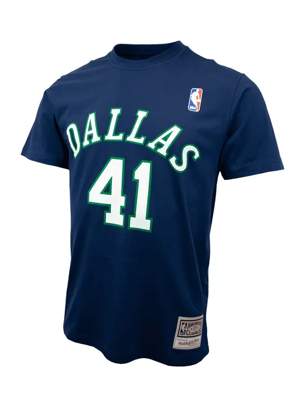 Mitchell & Ness Mitchell & Ness Tehnička sportska majica 'NBA Dallas Mavericks Dirk Nowitzki'  mornarsko plava / zelena / crvena / bijela