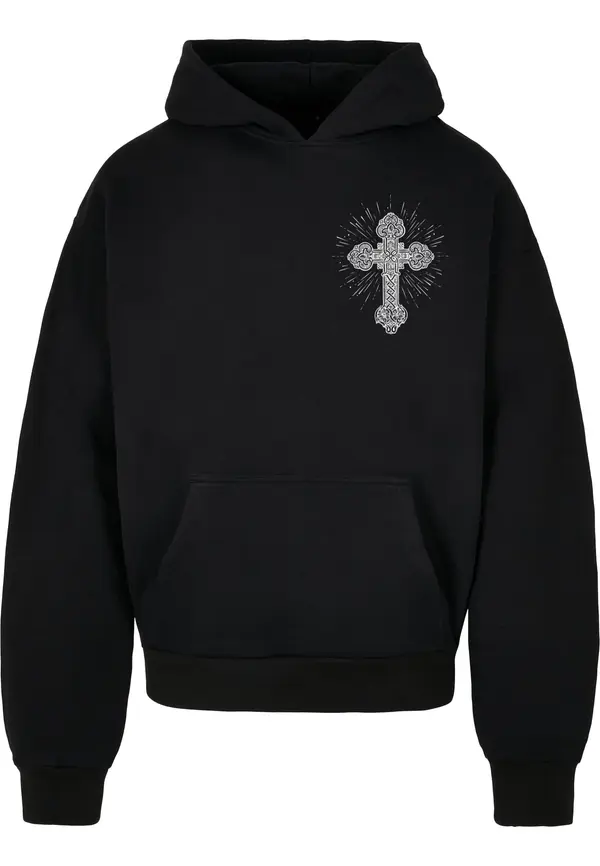 MJ Gonzales MJ Gonzales Sweater majica 'Grace of God'  crna / bijela