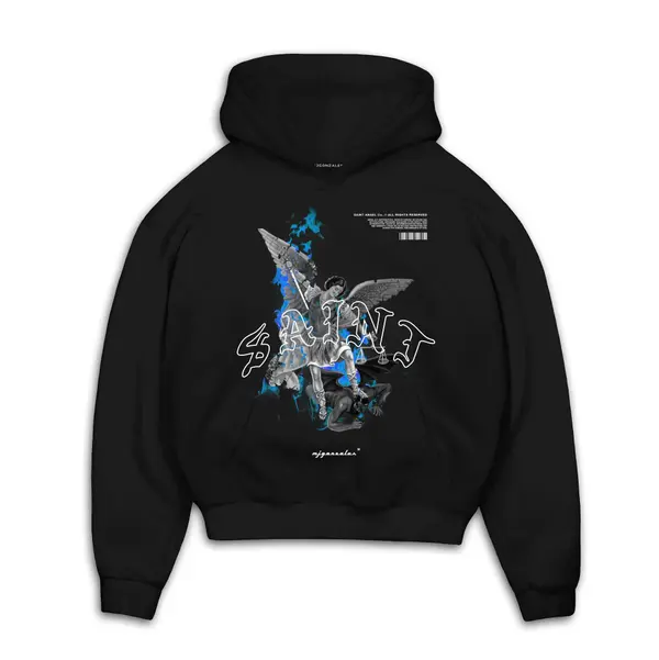 MJ Gonzales MJ Gonzales Sweater majica 'SAINT V.1'  plava / siva / crna / bijela