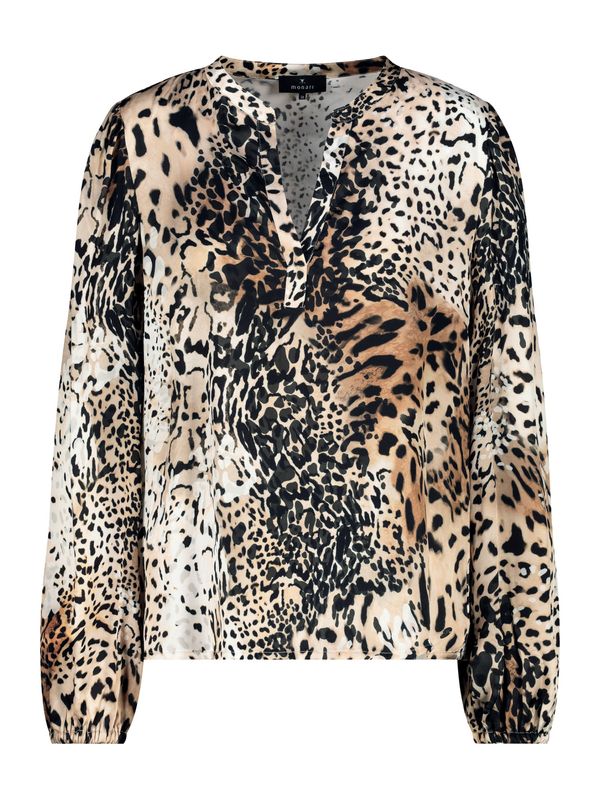 monari monari Bluza  bež / boja pijeska / brokat / crna