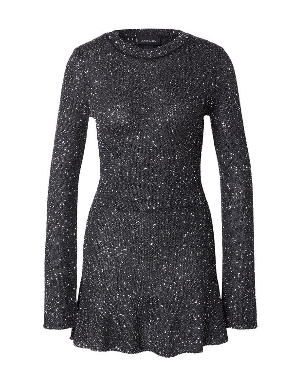 Monki Monki Pletena haljina  crna / srebro