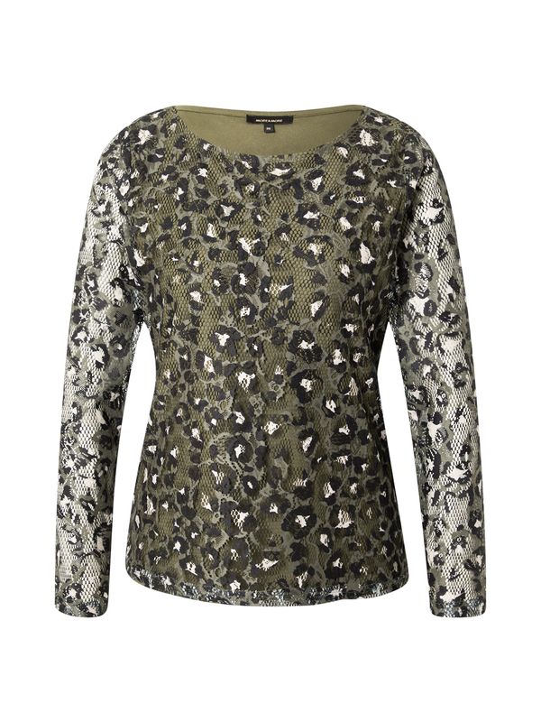 MORE & MORE MORE & MORE Majica 'Lace'  maslinasta / crna / bijela