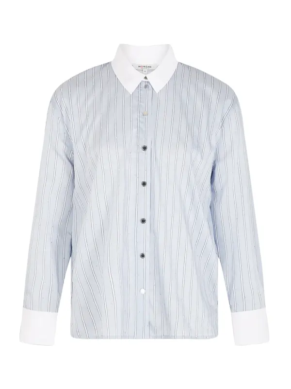 Morgan Morgan Bluza 'CHEMISE'  svijetloplava / crna / bijela