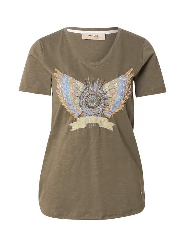 MOS MOSH MOS MOSH Majica 'MMGethi Deco'  svijetloplava / zelena melange / narančasta / srebro