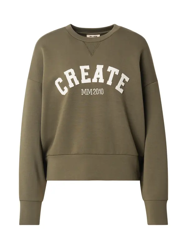 MOS MOSH MOS MOSH Sweater majica 'MMCelli'  maslinasta / bijela