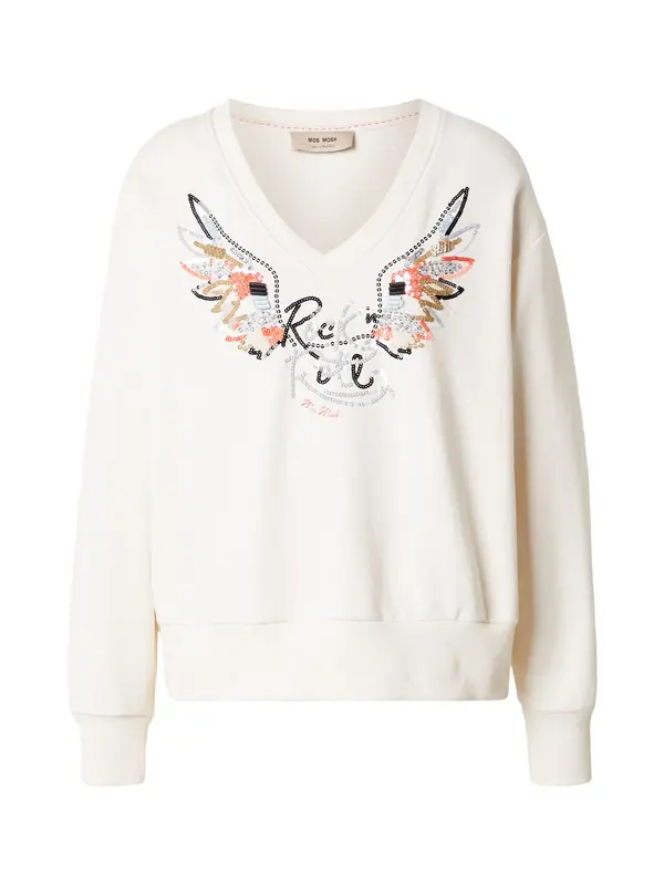 MOS MOSH MOS MOSH Sweater majica 'MMCosette'  ecru/prljavo bijela / smeđa / narančasta / crna
