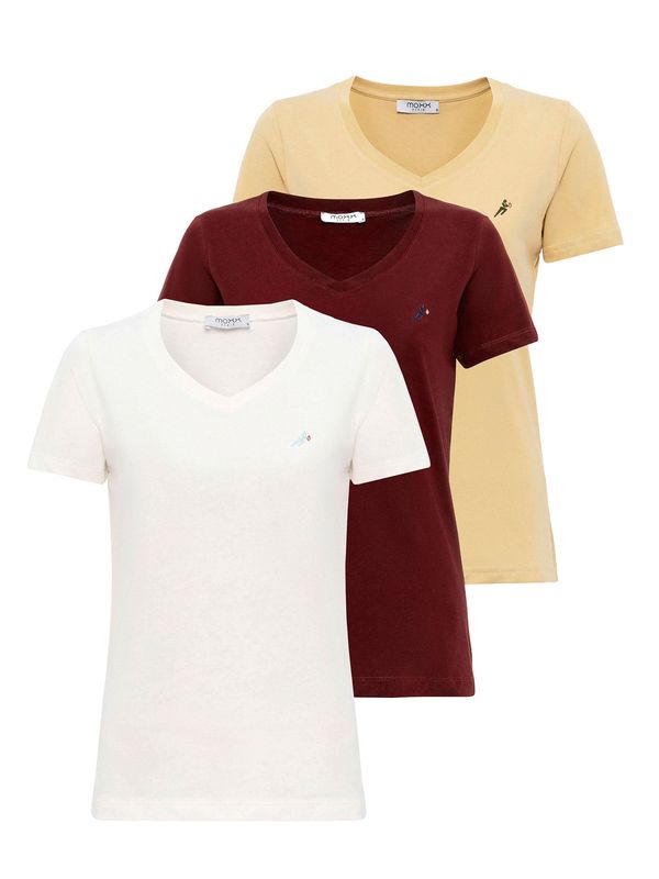 Moxx Paris Moxx Paris Majica  svijetložuta / burgund / bijela