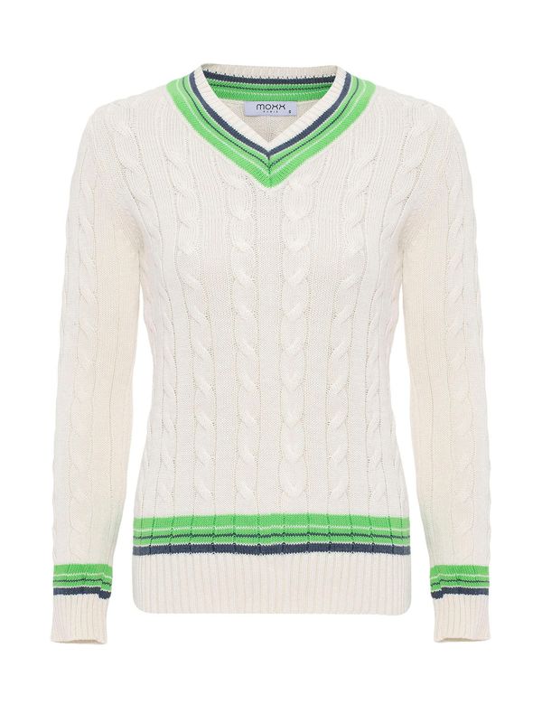 Moxx Paris Moxx Paris Pulover 'Aldonsa'  ecru/prljavo bijela / mornarsko plava / zelena