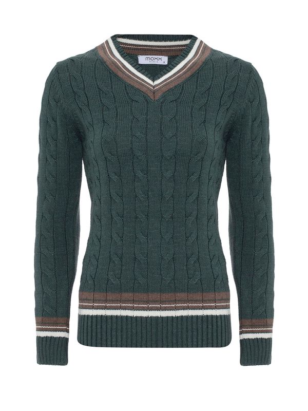 Moxx Paris Moxx Paris Pulover 'Aldonsa'  ecru/prljavo bijela / smeđa / zelena