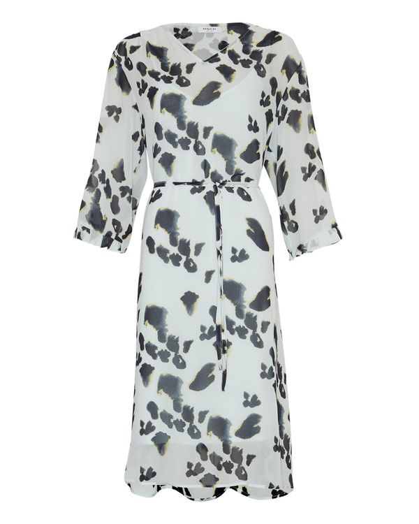 MSCH COPENHAGEN MSCH COPENHAGEN Haljina 'Gabriana Kabrina'  svijetložuta / dimno siva / crna / bijela