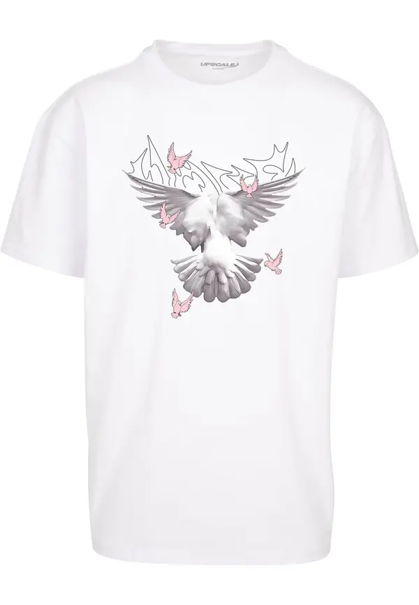 MT Upscale MT Upscale Majica 'Doves'  kameno siva / svijetloroza / bijela