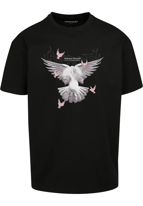 MT Upscale MT Upscale Majica 'Doves'  siva / roza / crna / bijela