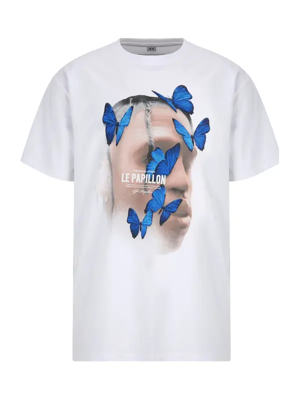 MT Upscale MT Upscale Majica 'Le Papillon'  nude / kraljevsko plava / crna / bijela