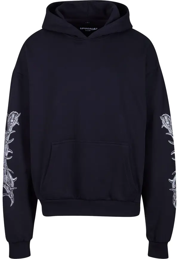MT Upscale MT Upscale Sweater majica 'God Loyalty Love'  crvena / crna / srebro
