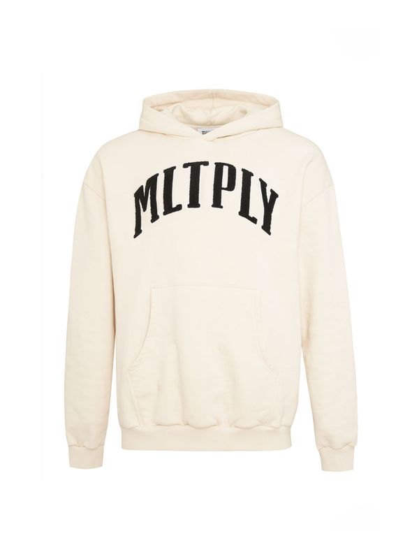 Multiply Apparel Multiply Apparel Sweater majica 'Embroidery'  svijetlobež / crna / bijela