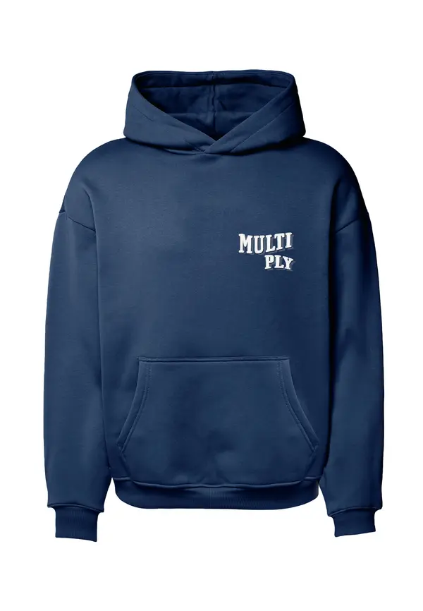 Multiply Apparel Multiply Apparel Sweater majica 'Pennant'  mornarsko plava / bijela
