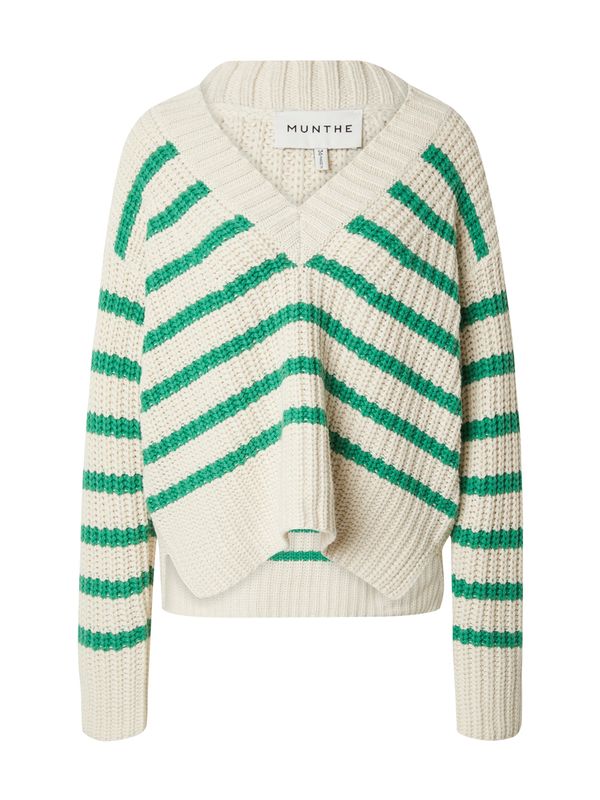Munthe Munthe Pulover 'ORGANIZE'  zelena / bijela