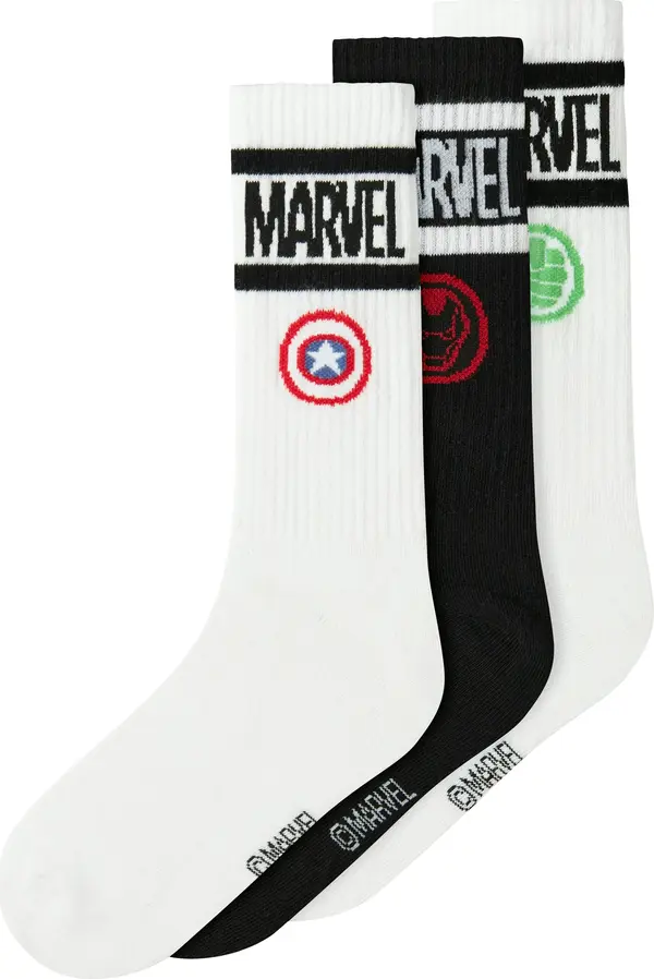 NAME IT NAME IT Čarape 'NKMANLO MARVEL'  svijetlozelena / vatreno crvena / crna / bijela