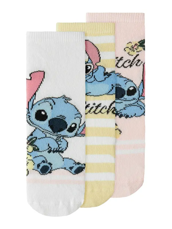 NAME IT NAME IT Čarape 'NMFANDI STITCH'  svijetloplava / žuta / roza / bijela