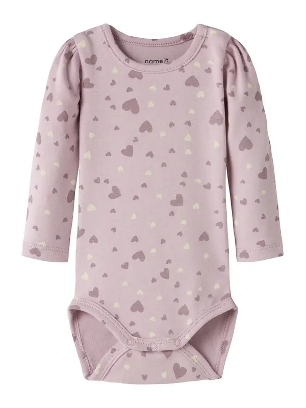 NAME IT NAME IT Dječji bodi 'NBFBHEART'  boja pijeska / lila / sivkasto ljubičasta (mauve)