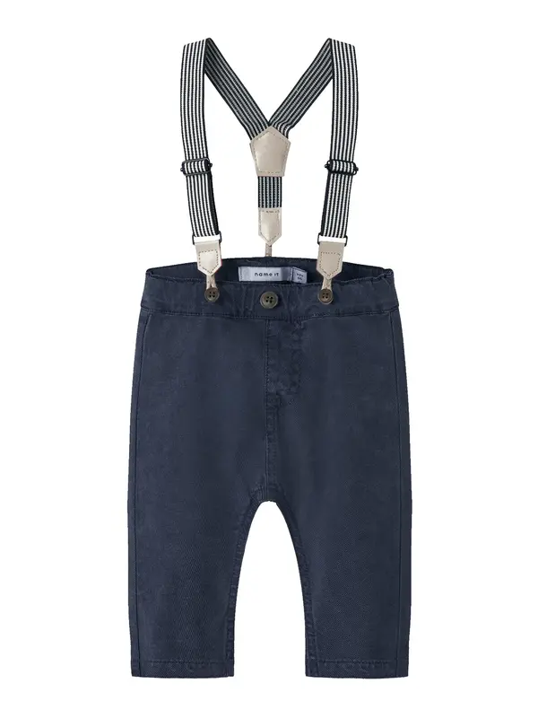 NAME IT NAME IT Hlače s tregerima 'NBMBEN'  ecru/prljavo bijela / plavi traper