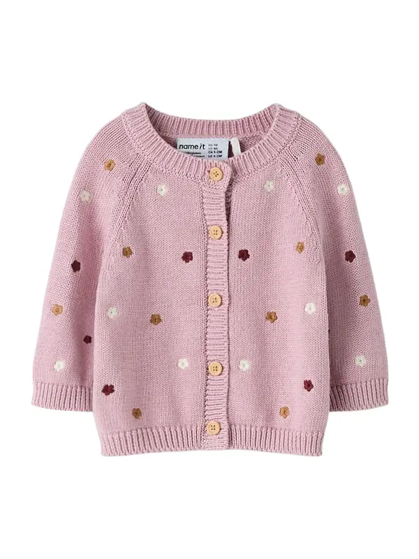NAME IT NAME IT Kardigan 'NBFTIFLOW'  sepija / ružičasto crvena / boja vina / bijela