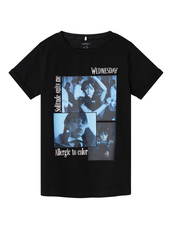 NAME IT NAME IT Majica 'JAX WEDNESDAY'  svijetloplava / tamno plava / crna / bijela