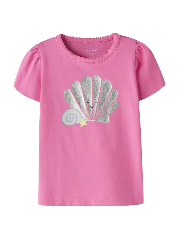 NAME IT NAME IT Majica 'NBFFILLAZ'  sivkasto plava / pastelno žuta / roza / srebro